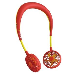 Portable Neck Fan, USB Rechargeable Battery Red/Yellow (BRAND NEW)